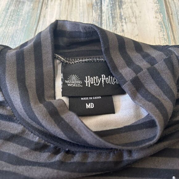 Harry Potter Shirt Medium Womens Deathly Hallows Wizarding World Stripe Top - Picture 4 of 9